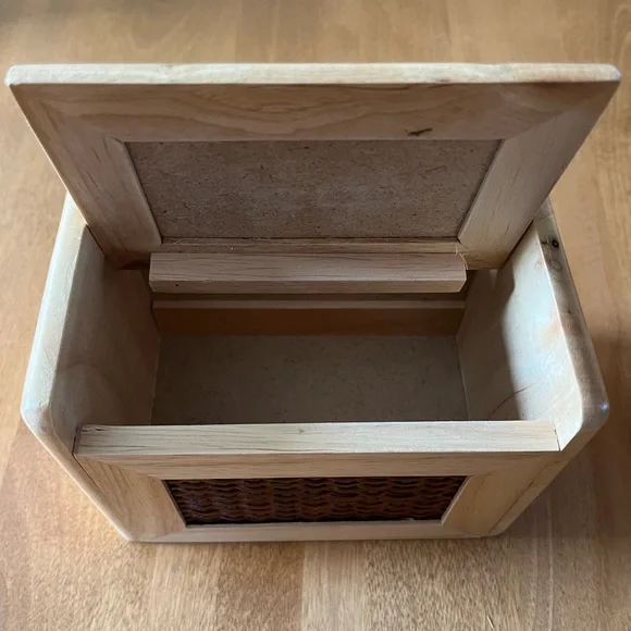 Wood Rattan Recipe Box